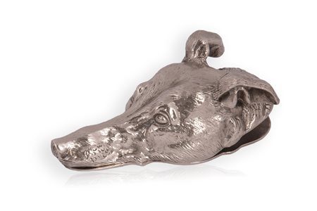 Fermacarte levriero in metallo argentato