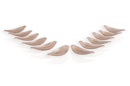 Lotto di 12 poggia posate in metallo argentato a forma di foglia