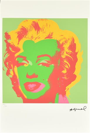Andy Warhol MARILYN litografia su carta Arches, cm 57x37,5; es. 100/100 firma...
