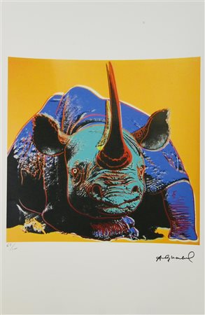 Andy Warhol RHINOCEROS litografia su carta Arches, cm 57x38; es. 62/100 firma...