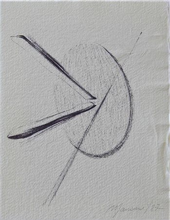 Umberto Mariani SENZA TITOLO tecnica mista su carta, cm 21,5x16,5 firma e...
