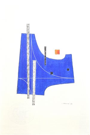 Luigi Veronesi COMPOSIZIONE pastello e china su carta, cm 49x33,5 firma e...