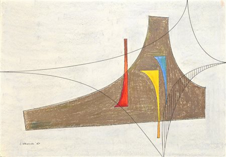 Luigi Veronesi COMPOSIZIONE pastello e china su carta, cm 34x49 firma e data...