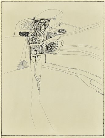 Guido Biasi COMPOSIZIONEchina su carta, cm 35x27; firma e data eseguita nel 1967