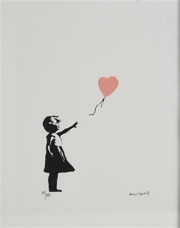 Da Banksy GIRL WITH BALLOON eliografia su carta Arches, cm 38x28,5; es....