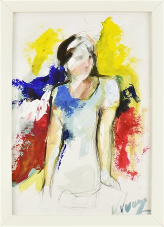 Ivano Petrucci PENSIERI SMARRITI acrilico e matita su carta, cm 30x20 firma...