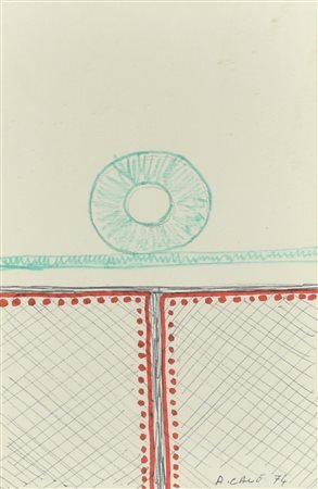 Aldo Calo' EQUILIBRIO matita e pennarello su carta, cm 15x10 firma e data...