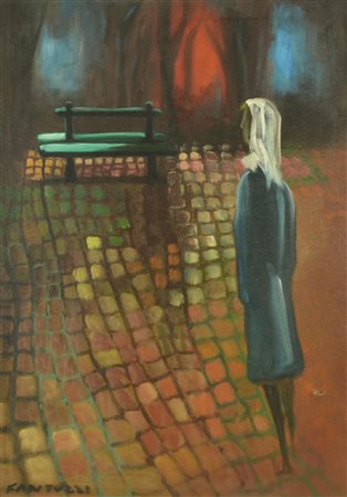 Eliano Fantuzzi SOLITUDINE olio su tela, cm 70x50 firma sul retro: firma e...