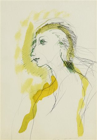 Ernesto Treccani FIGURA acquarello e matita su cartoncino, cm 33x23 firma