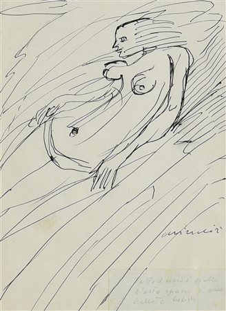 Remo Brindisi NUDO FEMMINILE china su carta, cm 21,5x15,5 firma Bibliografia:...