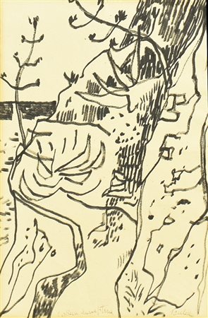 Enrico Paulucci COSTIERA AMALFITANA pennarello su carta, cm 30x20,5 firma e...