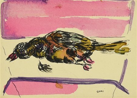 Piero Gauli NATURA MORTA acquerello su cartoncino, cm 12,5x17,5 firma...