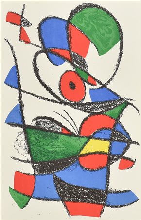 Joan Miro' COMPOSIZIONE litografia su carta (d'apres), cm 32x50, es. s.t. sul...