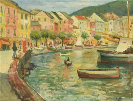 Gio' Ardi MARINA olio su tavola, cm 36x50 firma L'opera presenta una piccola...