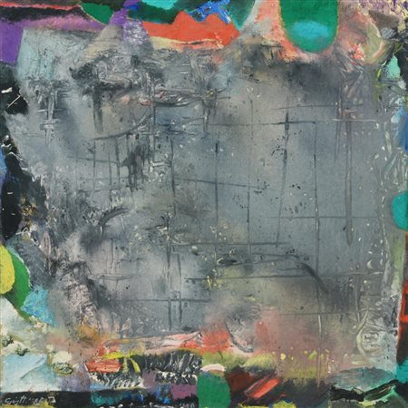 Callisto Gritti MARGINI-GRIGIO olio sut tela, cm 40x40 firma e data sul...