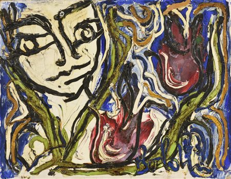 Gustavo Boldrini FIGURA olio su tela, cm 30x40 firma sul retro: firma e...