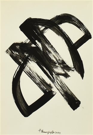 Franco Meneguzzo VOLO tempera su carta, cm 35x25 firma e data sul retro:...