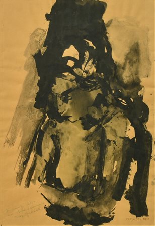 Diego Galletti COMPOSIZIONE china acquarellata, cm 50x33,5 firma e dedica ad...