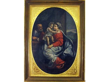 Scuola bolognese XVII secolo La Madonna Montalto Olio su tela Misura...