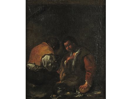 Ambito di Matteo de' Pitocchi XVII secolo Mendicanti Olio su tela Rintelato...
