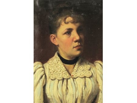 Anonimo XIX secolo Ritratto di giovane Olio su tela Misure 55x40 cm