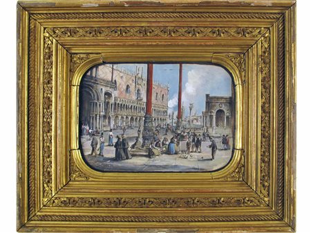 Anonimo XIX secolo Piazza San marco a Venezia Tempera su carta Misure 18x26 cm