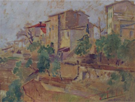 Moreno Zoppi (Monteforte d’Alpone 1918-1994) Case della Lessinia Olio su tela...