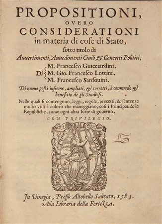 Propositioni, overo considerationi in materia di cose di Stato, sotto titolo...