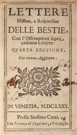 Carlo Moscheni. Lettere missive, e responsive delle bestie, con...