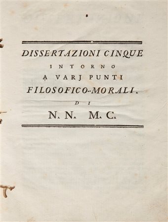 [Ottavio Maria Ruggi] Dissertazioni cinque intorno a varj punti...