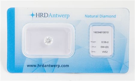 DIAMANTE IN BLISTER Taglio brillante, di 0,59 ct, colore D, purezza VVS2....