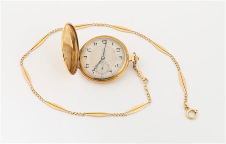 OROLOGIO DA TASCA OMEGA In oro giallo, cassa in tre parti, quadrante bianco...