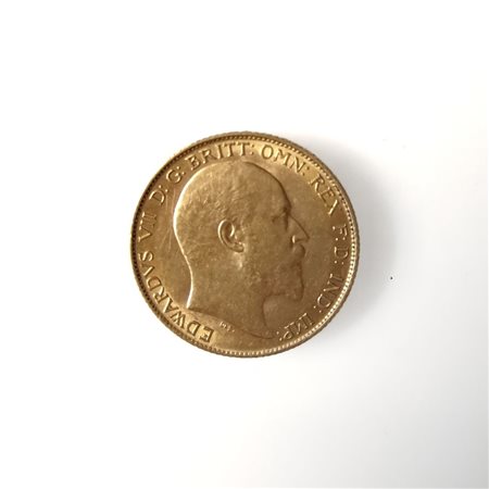 MEZZA STERLINA AUREA Raffigurante il profilo di S.A.R. il Re Edoardo VII,...