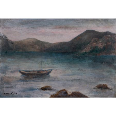 Carlo Carrà (1881-1966) La barca sul lago, 1943                                                                                        
