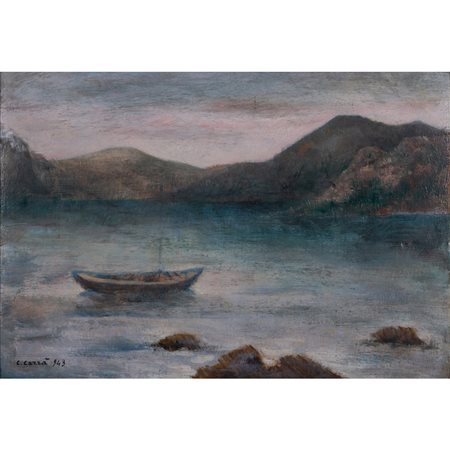 Carlo Carrà (1881-1966) La barca sul lago, 1943                                                                                        