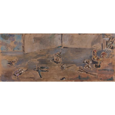 Filippo De Pisis (1896-1956) Natura morta con galletto e ocarina, 1948                                                                 