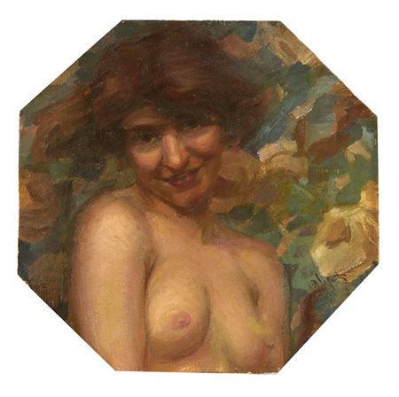 Ambrogio Antonio Alciati "Nudo femminile" 
olio su tela applicata a cartone (cm