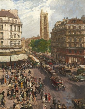Jean Louis Lefort "Rue de Rivoli. Paris" 
olio su tela (cm 91x72,5)
Firmato in b