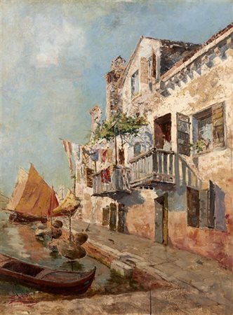 Riccardo Pellegrini "Chioggia" 
olio tavola (cm 46x34)
Firmato in basso a sinist