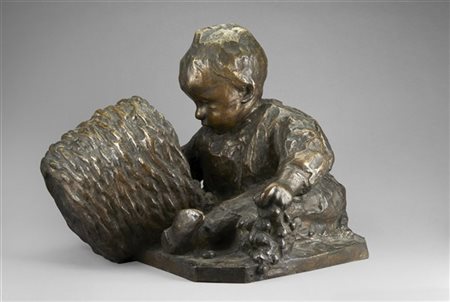 Eugenio Pellini "Il cesto d'uva" 
scultura in bronzo (cm 43x55) 
Firmata alla ba