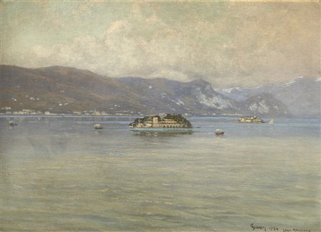 Lorenzo Gignous "Lago Maggiore" 1924
olio su compensato (cm 46x65,5)
Firmato, ti