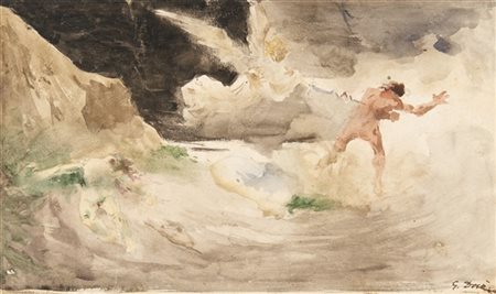 Gustave Dorè "Scena religiosa" 
acquerello su carta (cm 19x32)
Firmato in basso