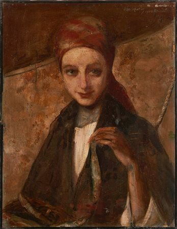 Lino Selvatico "Ritratto di ragazza con sardina" Venezia 1906
olio su tela (cm 5