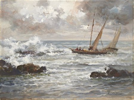 Pompeo Mariani "Marina" 
tempera su cartone (cm 29x39)
Firmato in basso a destra