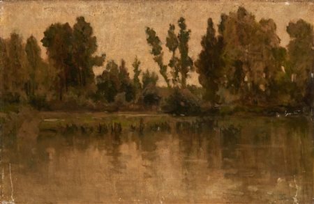 Serafino De Tivoli "Riflessi sul lago" 
olio su tela (cm 38x58,5)
Firmato in bas