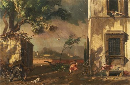 Pietro Annigoni "L'arrivo del temporale" 
olio su tela (cm 75x115)
Siglato in ba