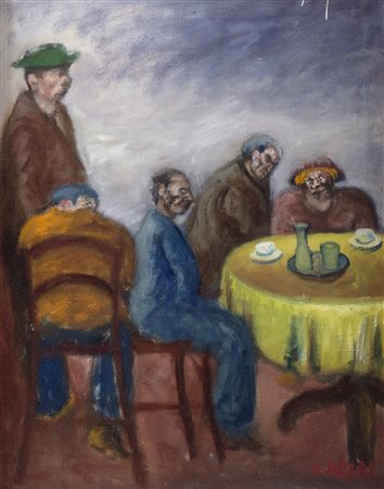 Ottone Rosai (Firenze 1895-Ivrea 1957)  - Scena di caffè, 1950