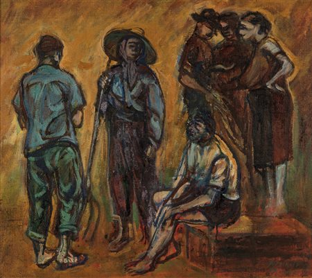 Armando Pizzinato (Maniago 1910-Venezia 2004)  - Senza titolo (Contadini), 1959