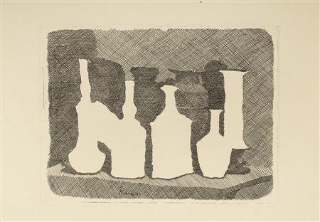 Giorgio Morandi (Bologna 1890-1964)  - Natura morta di vasi su un tavolo, 1931