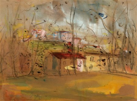 Luigi Spazzapan (Gradisca d'Isonzo 1889-Torino  1958)  - Case tra gli alberi, 1942